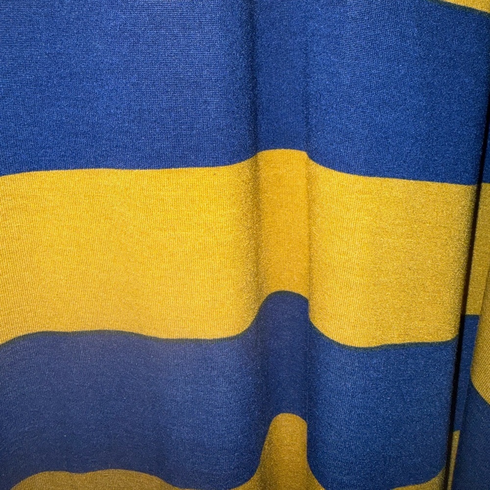 LuLaRoe XS Mustard & Navy Striped High-Low Swing Dress | - Picture 7 of 9